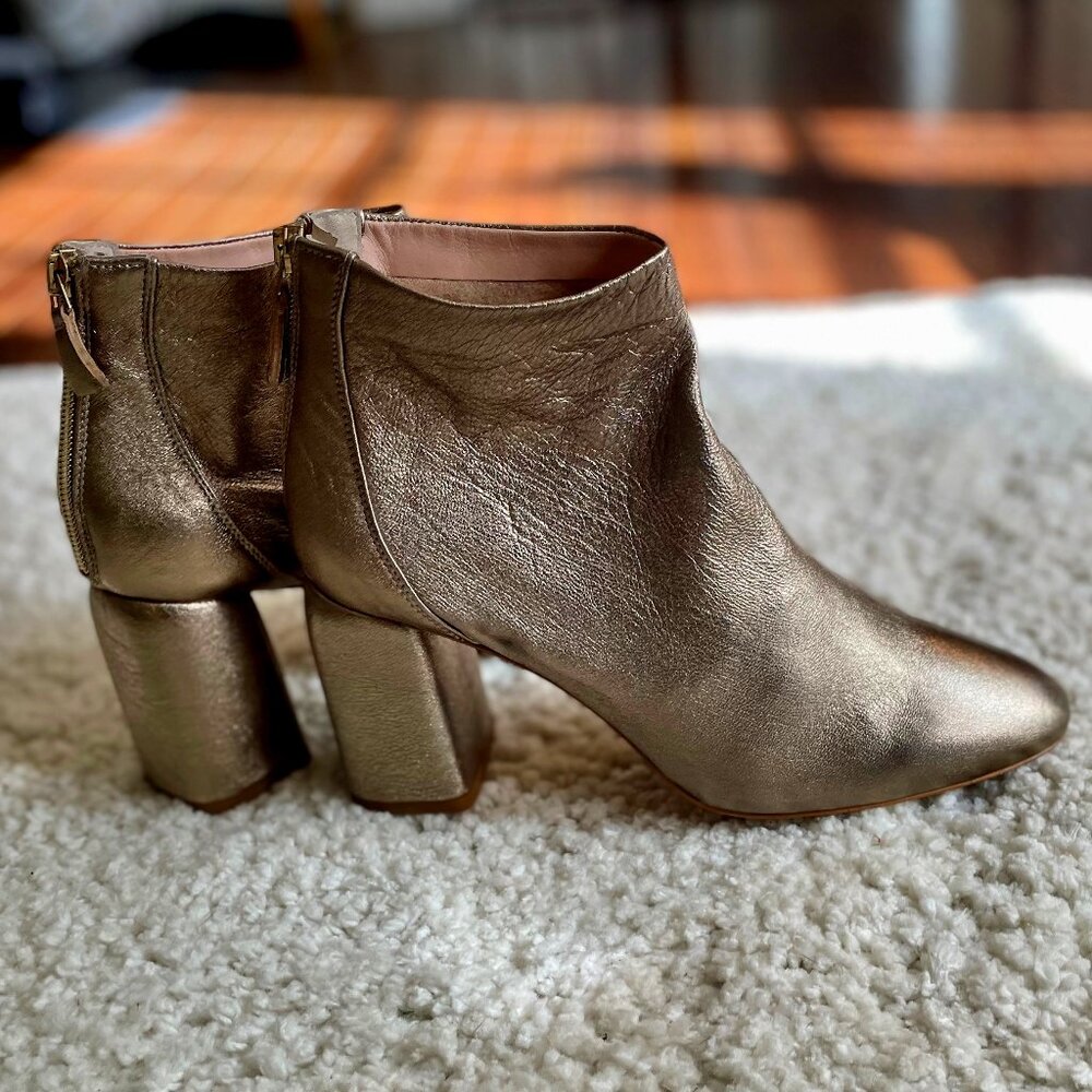 Gold Italian Leather Metallic Gold Boots by Marco